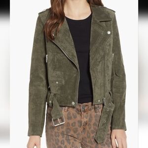 BLANKNYC Suede Moto Jacket, NWT, Size Small, Green